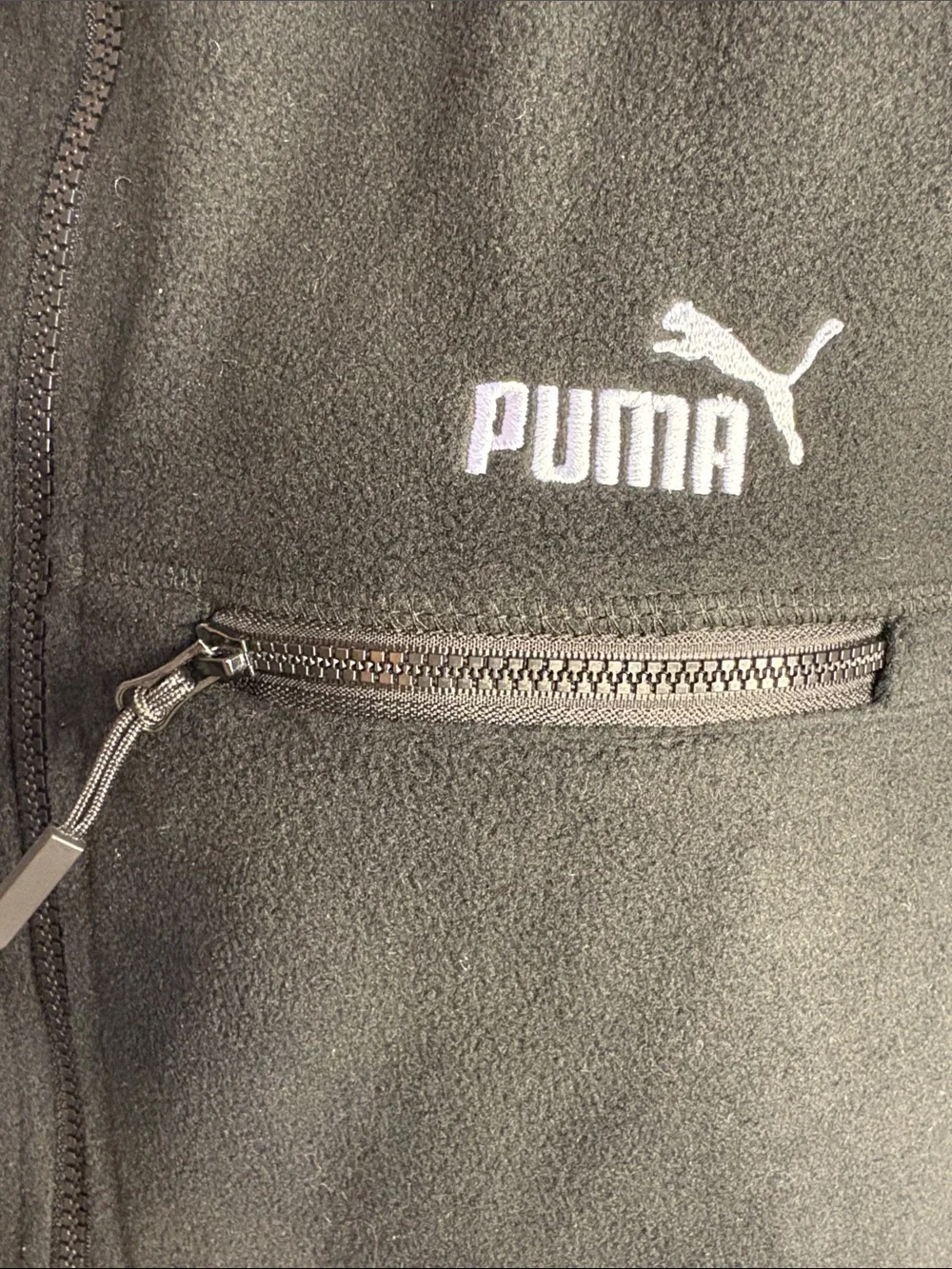 Puma - Black Full-Zip Fleece Jacket w/ Chest Pocket Workout Athleisure Comfy NWT